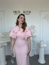 Özel Tasarım Pelerinli Pembe Elbise