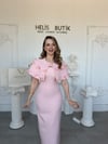 Özel Tasarım Pelerinli Pembe Elbise