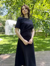 Siyah Keten Maxi Boy Elbise