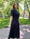 Siyah Keten Maxi Boy Elbise