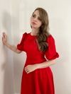 STELLA PLİSELİ KIRMIZI ELBİSE