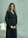 Takım Görünümlü Pileli Siyah Maxi Elbise