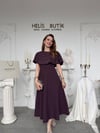 Taş İşlemeli Bolerolu İki Parçalı Elbise Seti - Mürdüm