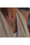Çelik Silver Etnik Desen Göz Kolye