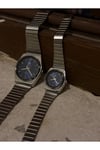Silver&Blue Quartz Couple Watch – Unisex Paslanmaz Çelik Saat Seti