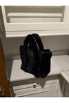 Soft Luxe Peluş-Siyah Renk Tote Çanta