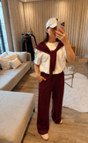 Bordo Oysh Pamuklu Tshirt Pantolon Takım