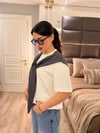 Gri Şal Detaylı T-shirt
