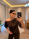 Kahve Omzu Açık Modal Eşofman Takımı