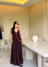 Luna Maxi Astarlı Elbise-Bordo