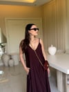 Luna Maxi Astarlı Elbise-Bordo