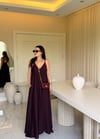 Luna Maxi Astarlı Elbise-Bordo