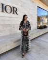 Siyah Desenli Kimono Elbise