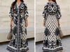 Siyah Desenli Kimono Elbise