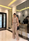 Vizon Keten Karışımlı Bluz ve pantolon takım