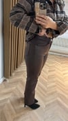 Acı Kahve Yüksek Bel Mumlu Jean