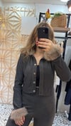 Antrasit Yaka ve Kol Kürk Detay Fitilli Takım