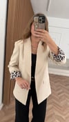 Bej Leopar Astarlı Blazer Ceket 