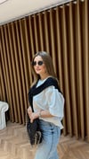 Beyaz Atkılı Basic Tshirt