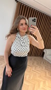 Beyaz İnci Puantiye Bluz