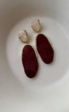 Bordo Uzun Oval Sallantılı Küpe