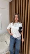Dantel Detaylı Basic Tişört – Beyaz