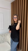 Dantel Detaylı Basic Tişört – Siyah