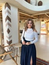 Ekru Renk Omuz Dekolte Detaylı Sandy Bluz