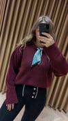 Fularlı Bordo Oversize Kazak