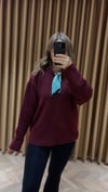 Fularlı Bordo Oversize Kazak