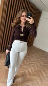 Gold Tokalı Beyaz Klasik Pantolon