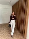 Gold Tokalı Beyaz Klasik Pantolon