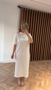 İnci İşlemeli Modal Maxi Elbise-Kahve