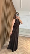 Kahve Gizli Fermuarlı Kuşaklı Tulum