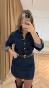 Kemerli Denim Mini Elbise