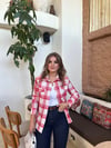 Kırmızı Kareli Vatkalı Keten Gömlek