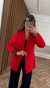 Kırmızı Leopar Astarlı Blazer Ceket