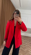 Kırmızı Leopar Astarlı Blazer Ceket