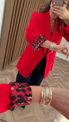 Kırmızı Leopar Astarlı Blazer Ceket