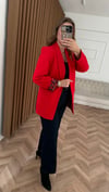 Kırmızı Leopar Astarlı Blazer Ceket