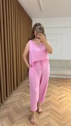 Kolsuz Modal Bluz Pantolon İkili Takım-Soft Pembe