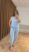 Kolsuz Modal Bluz Pantolon İkili Takım-Soft Mavi 