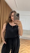 Kolsuz Modal Bluz Pantolon İkili Takım-Siyah