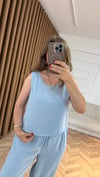 Kolsuz Modal Bluz Pantolon İkili Takım-Soft Mavi 