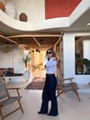 Koyu Laci Çimalı Full Likralı Palazzo Jean