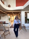 Koyu Laci Çimalı Full Likralı Palazzo Jean