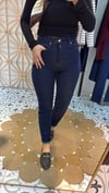 Koyu Laci Mom Fit Likralı Jean