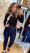 Koyu Laci Mom Fit Likralı Jean