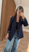 Lacivert Leopar Astarlı Blazer Ceket