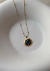 Lacivert Nazar Madalyon Gold Kolye 